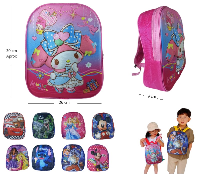 MOCHILA INFANTIL 3D PERSONAJES NENE Y NENA 123A