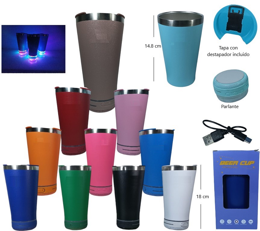 VASO TERMICO LED BT C/PARLANTE 473ML (SIN MARCA) 473ML