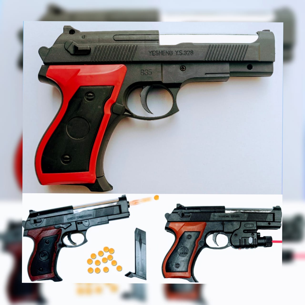 PISTOLA CON BALIN + LASER Y CACERINA 99021