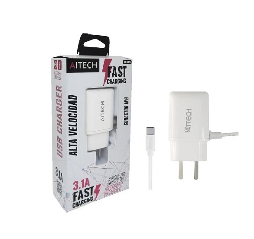 CARGADOR AITECH FAST CHARGING 3.1A 2USB V8 AI-31M