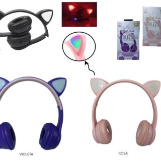 AU-12004 VINCHA BT GATITO C/LUZ NEGRO/ROSA/VIOLETA AU-16003