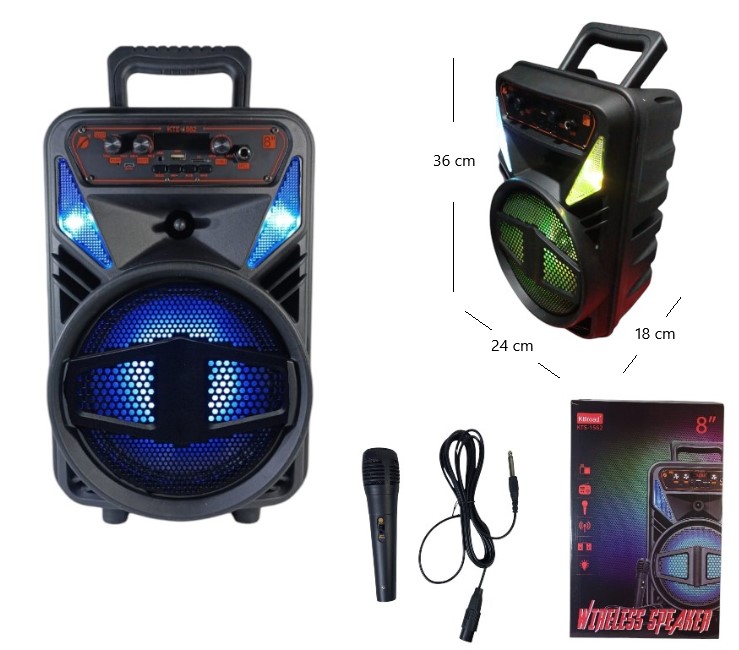 PARLANTE 8PLG C/LUZ MICROFONO BT/FM/MP3/LUZ KTS-1562