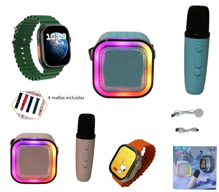 SET DE PARLANTE K12 C/ 1 MICROFONO Y RELOJ SMART ZT-40