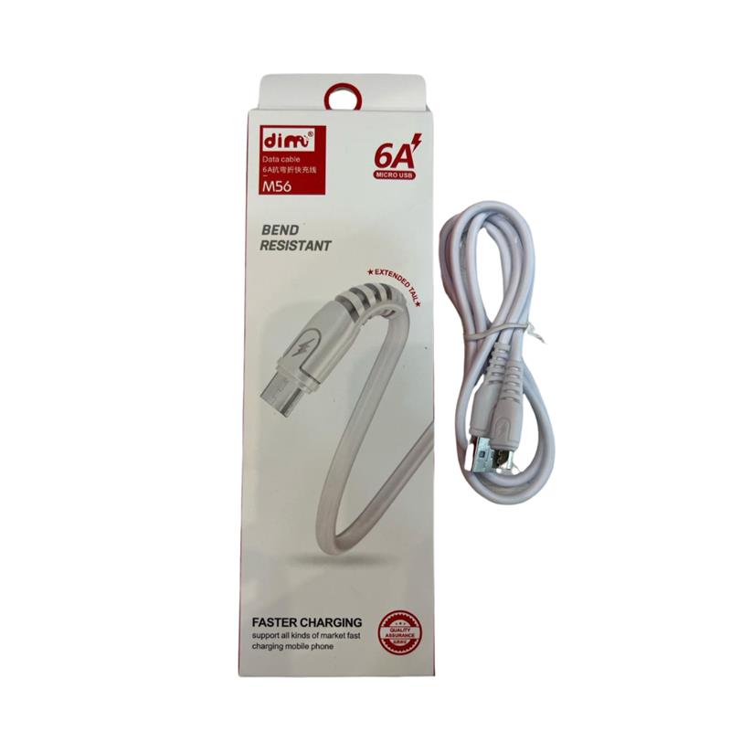 CABLE GOMA MICRO- V8 6A CARGA RAPIDA EN CAJA M-56