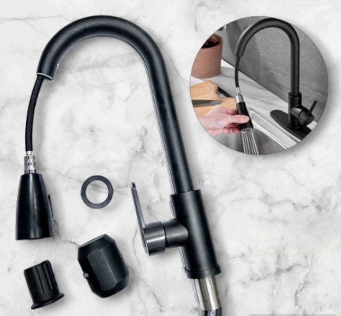 GRIFERIA MONOCOMANDO EXTENSIBLE CANILLA NEGRA BN-3717