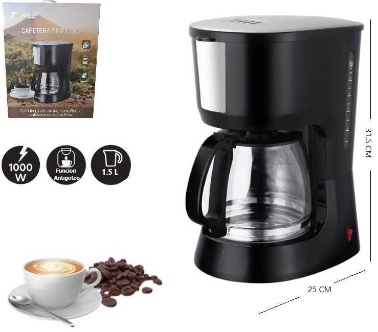 CAFETERA DE FILTRO 1.5L 1000W 12 TAZAS K-113542