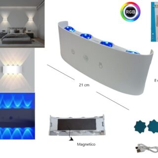 LED DE PARED BIDIRECCIONAL RGB C/SENSOR IMANTADA LED-83056