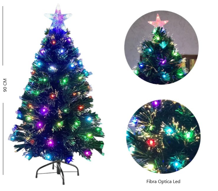 ARBOL DE NAVIDAD LUCES FIBRA OPTICA CON ESTRELLA