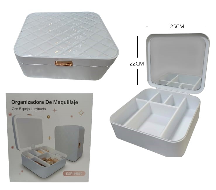 ORGANIZADOR CON ESPEJO Y LED 3 TONOS