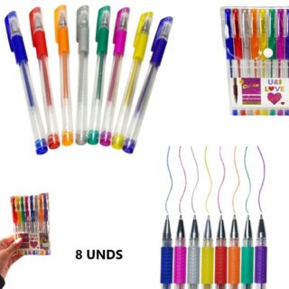BOLIGRAFO C/PURPURINA COLORES SET X 8U.