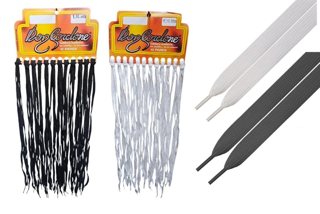 CORDON CHATO 110cm Bco/Nro X12 PARES _____________