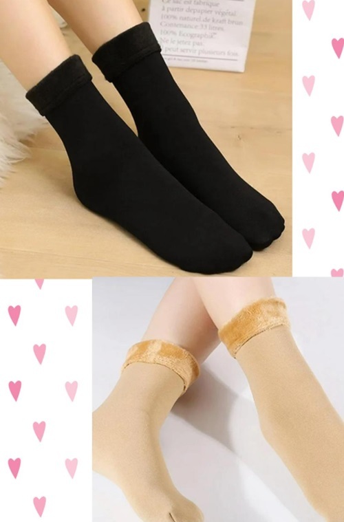 MEDIAS TERMICAS X 12 PARES BEIGE / NEGRA