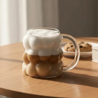 TAZA DE VIDRIO BURBUJA 350CC