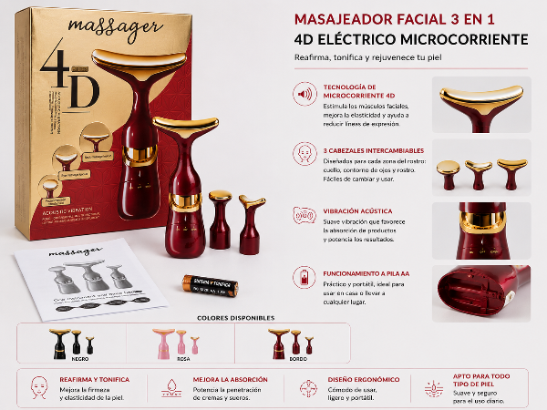 Masajeador facial 4D microcorriente 3 en 1 S25-508