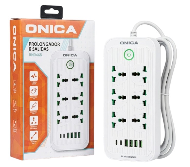 ALARGUE 2M. C/6 ENTRADAS + 4USB + 2TIPOC