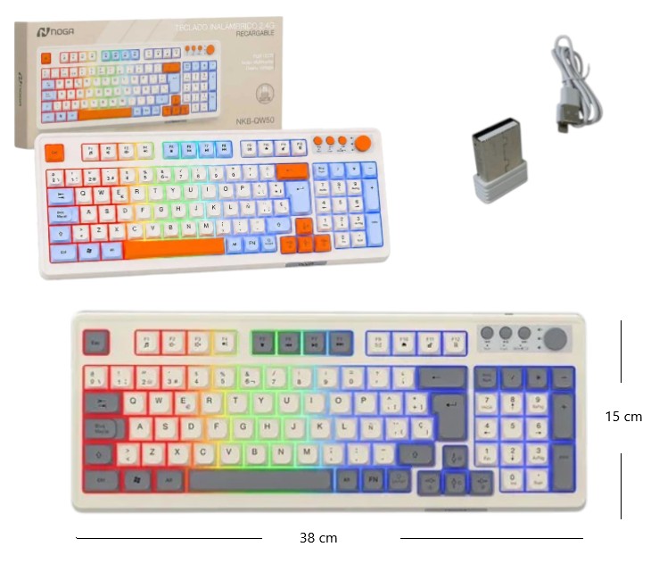 TECLADO INALAMBRICO RGB 2.4 RECARGABLE