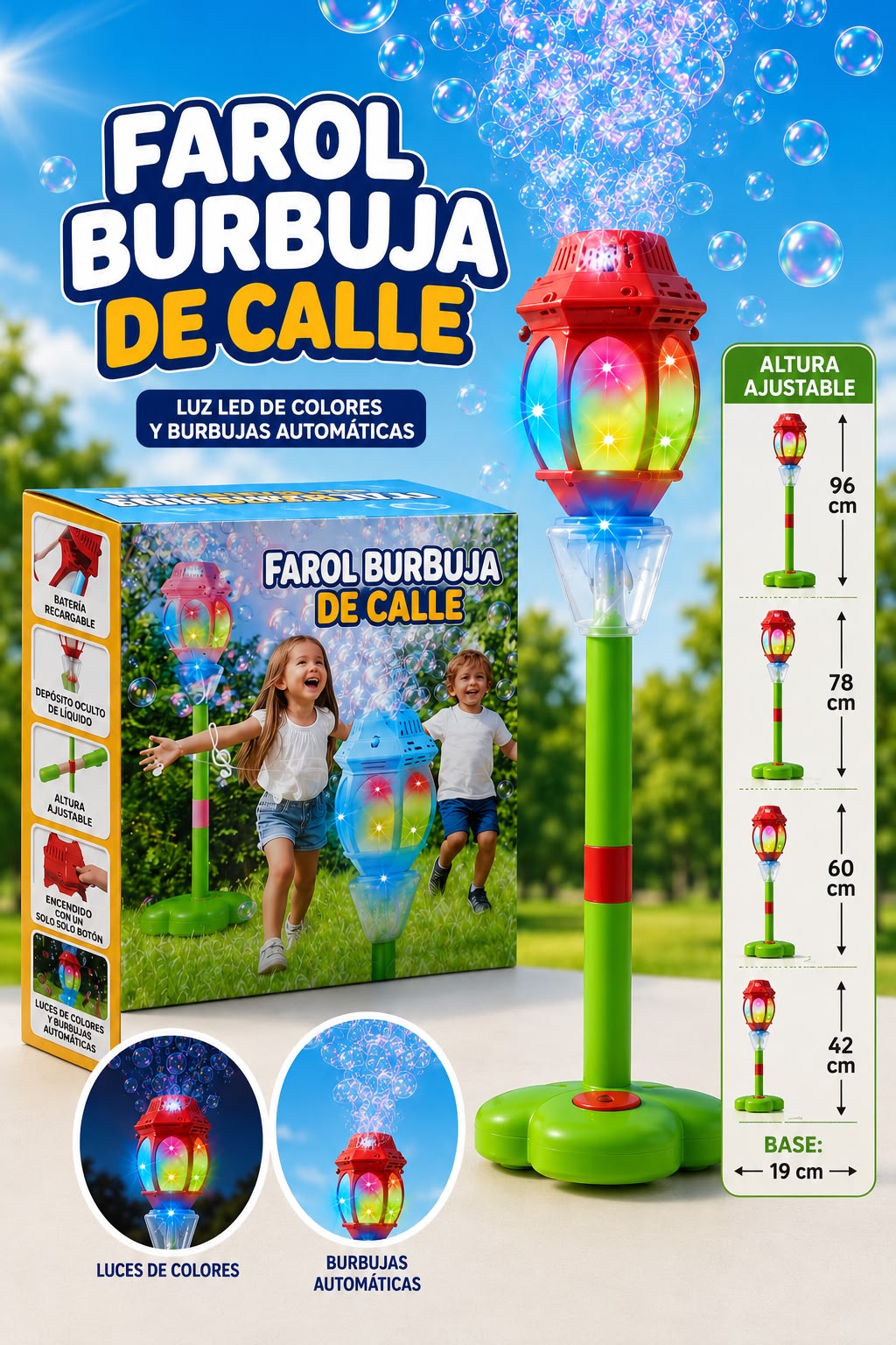 BURBUJERO FAROL DE LUZ RECARGABLE