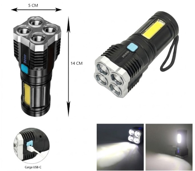 LINTERNA 4 LED RECARGABLE
