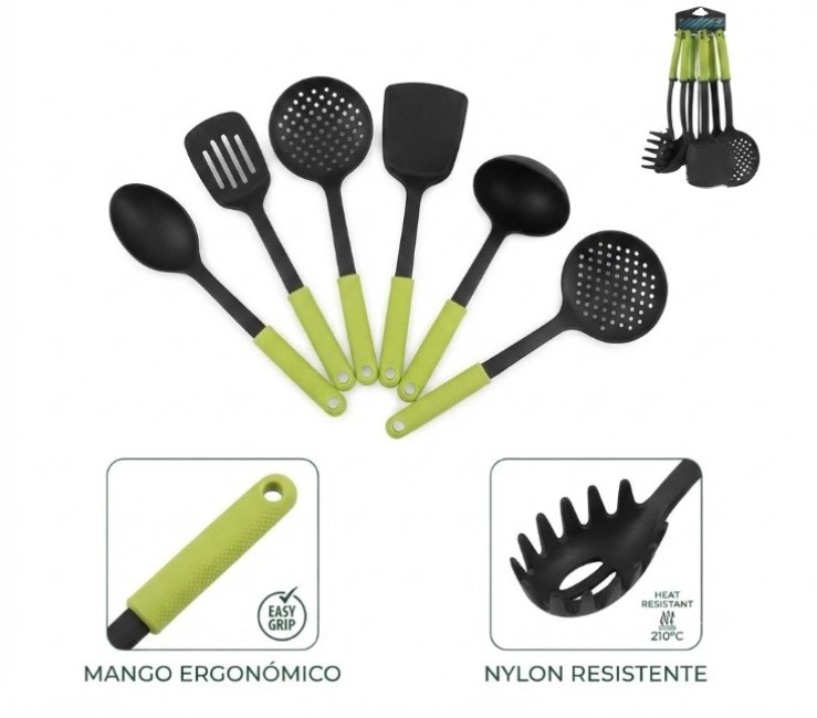 SET DE UTENSILIOS 6PCS TEFLON