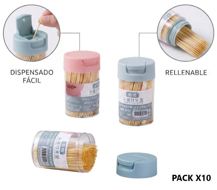 PACK X10 ENVASES DE ESCARBADIENTES