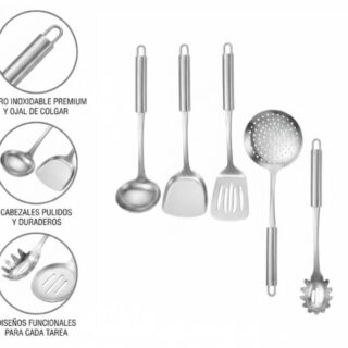 SET X5 UTENSILIOS DE COCINA DE ACERO
