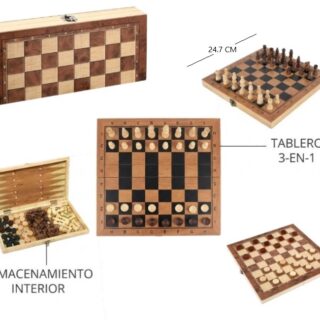 TABLERO DE AJEDREZ 3 EN 1