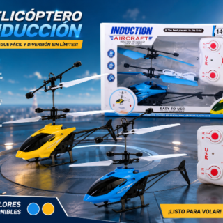 Helicóptero de inducción recargable con control remoto a pilas