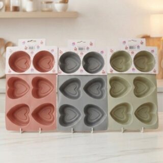 Set de silicona moldes con diseños corazón para 6 muffins 20261