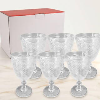 Set de 6 copas caladas vidrio cristal 320ml 202955