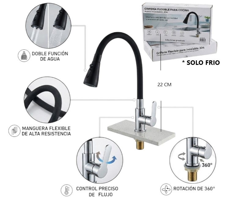 CANILLA FLEXIBLE COCINA (SOLO FRIO)