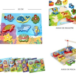 JUEGO DE MADERA DE ENCASTRE C/ CAÑA DE PESCA
