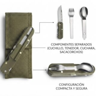 SET DE CUIBIERTOS DE CAMPING PLEGABLES