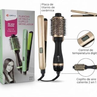 SET PLANCHA DE PELO + CEPILLO 2059