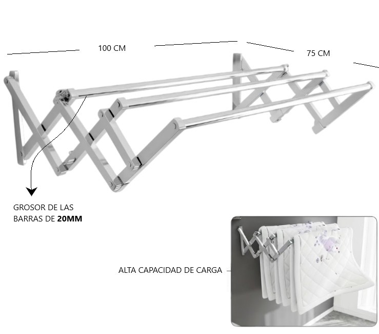 TENDER METAL EXTENSIBLE D PARED 100X75CM