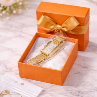 Juego reloj y pulsera dorado con estuche SH-008