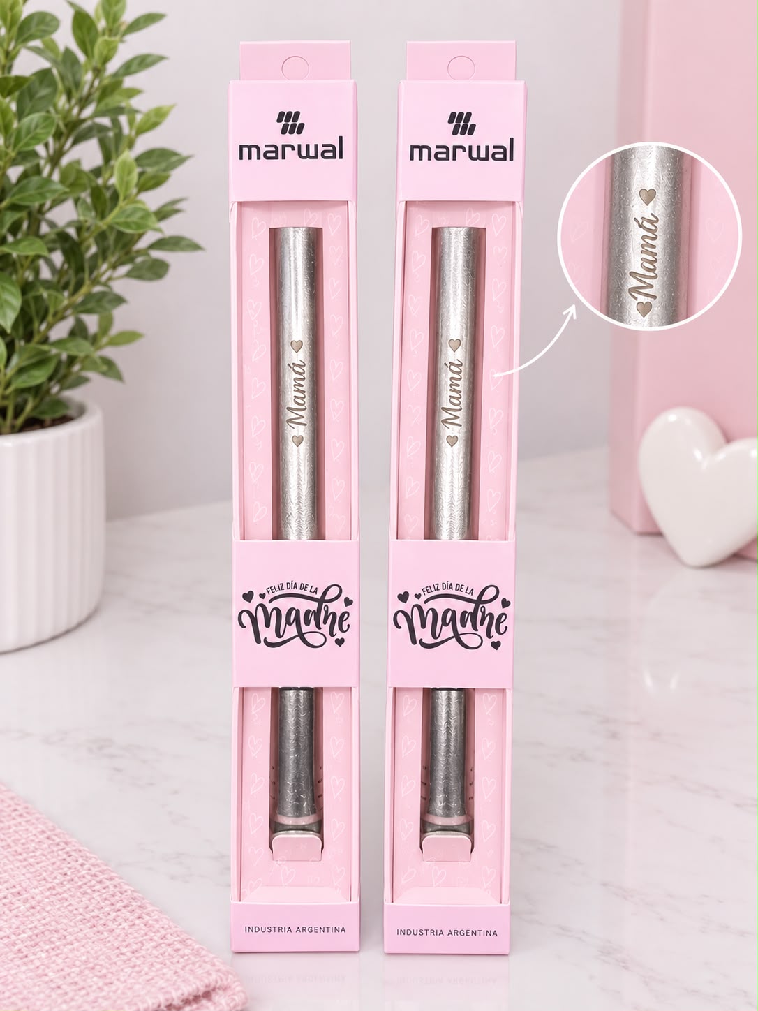 BOMBILLA CHATA ACERO INOX frase MAMA