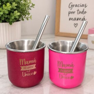 MATE ACERO + BOMBILLA dia de la MAMA