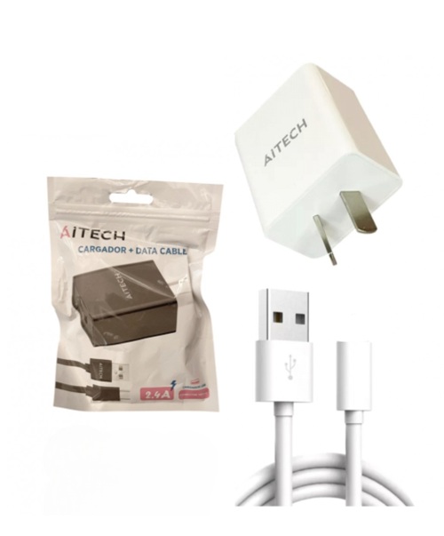 CARGADOR EN BOLSA AITECH 2,4A MICRO USB – V8