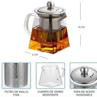 TETERA DE VIDRIO C/INFUSOR 550ML