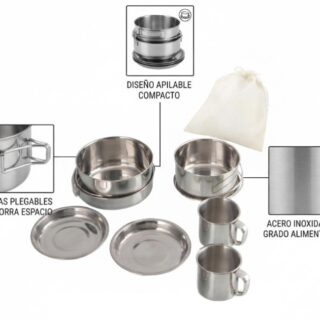 SET OLLAS DE ACERO 8PCS CAMPING